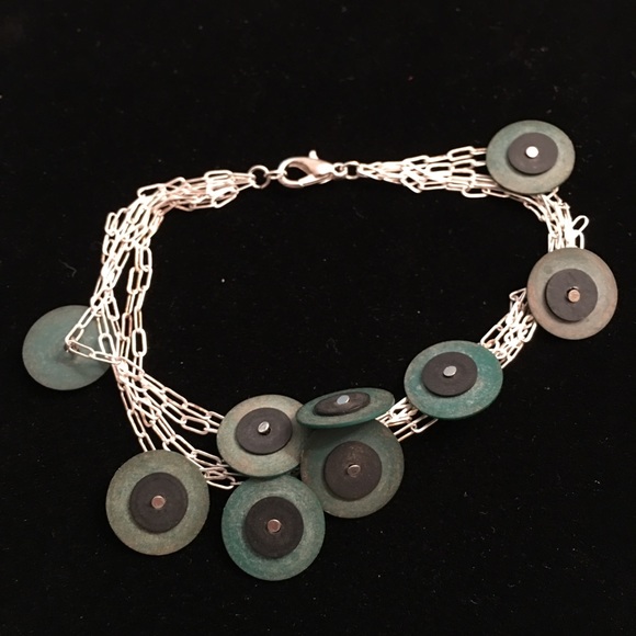 Vinyl heishi disks / beads green black silver - Picture 2 of 7